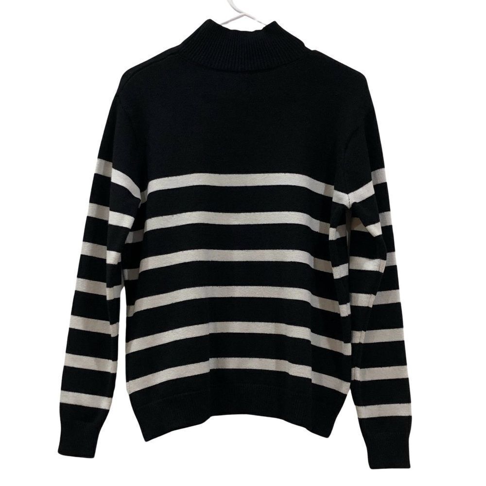Sweater, Pullover Mock, Black/Ivory Tan, Size L - Picture 4 of 9